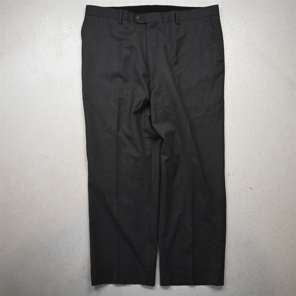 Baroni 38x30 Gray Super 150s Wool Flat Front Classic Dress Mens Pants